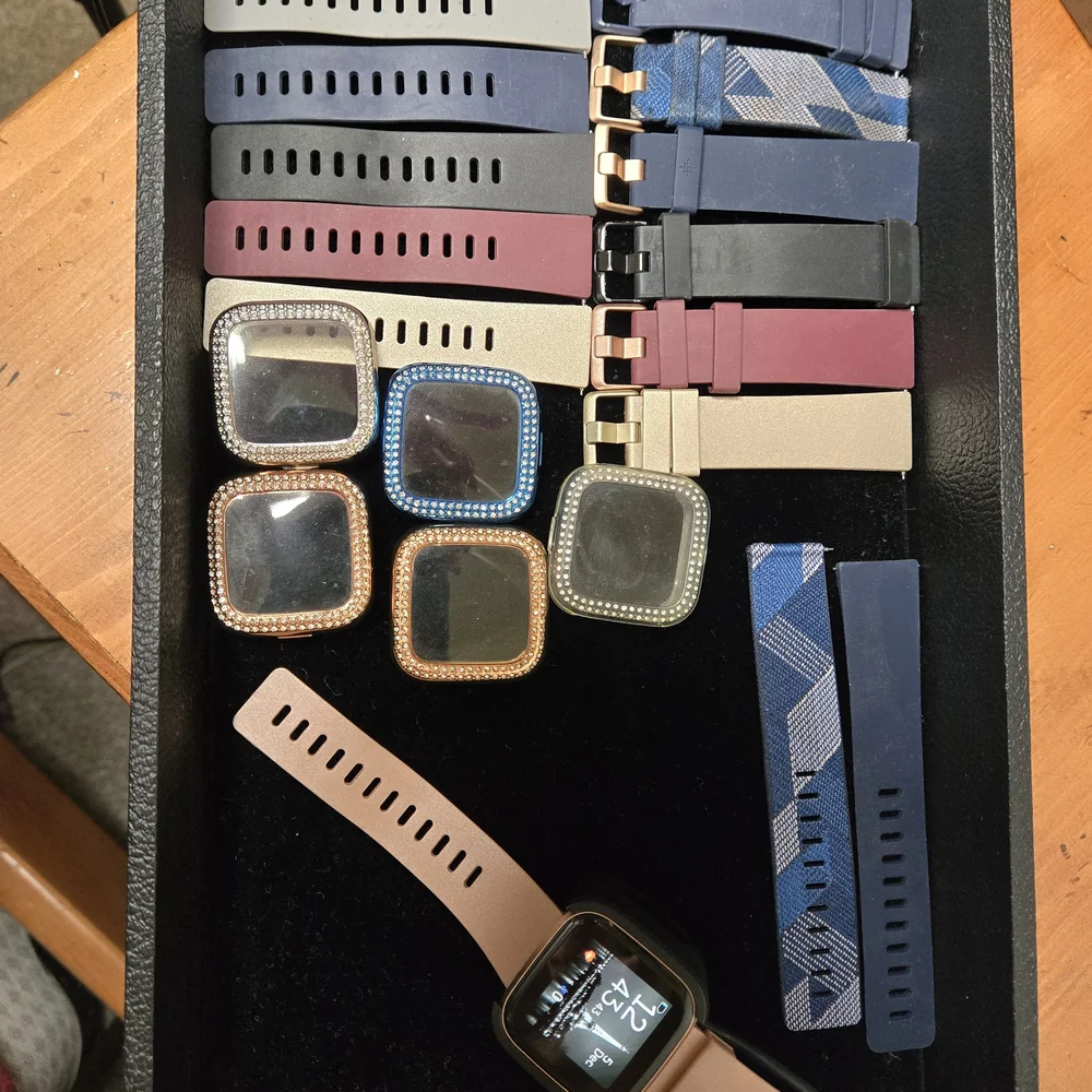 Fitbit Smartwatch Bands & Bling Screen Covers Bundle – Multiple Colors & Styles